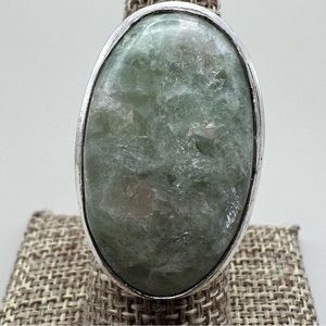 New Aqua Seraphinite Silver Overlay Ring Size 6